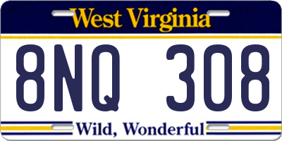 WV license plate 8NQ308