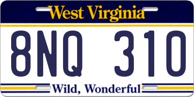 WV license plate 8NQ310