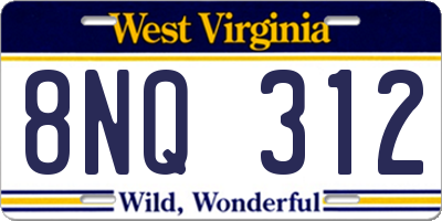 WV license plate 8NQ312