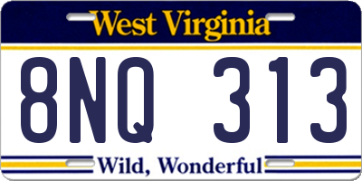 WV license plate 8NQ313