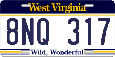 WV license plate 8NQ317