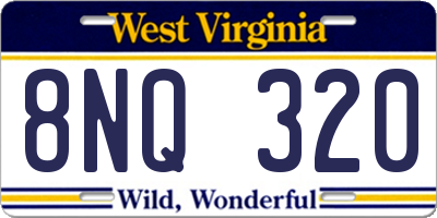 WV license plate 8NQ320