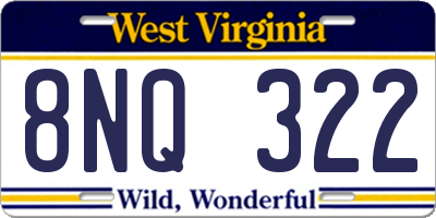 WV license plate 8NQ322
