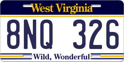 WV license plate 8NQ326