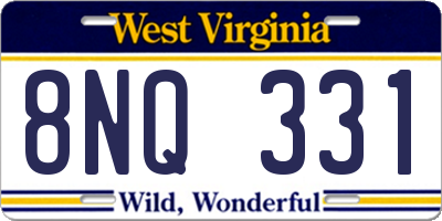 WV license plate 8NQ331