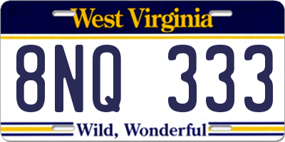 WV license plate 8NQ333