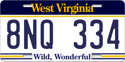 WV license plate 8NQ334