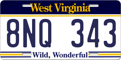 WV license plate 8NQ343
