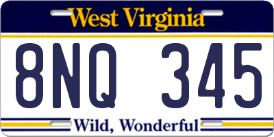 WV license plate 8NQ345