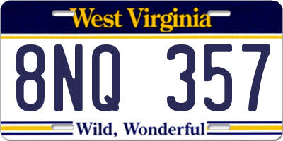 WV license plate 8NQ357