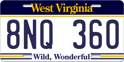 WV license plate 8NQ360