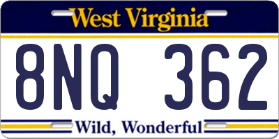 WV license plate 8NQ362