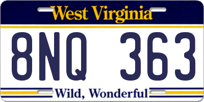 WV license plate 8NQ363