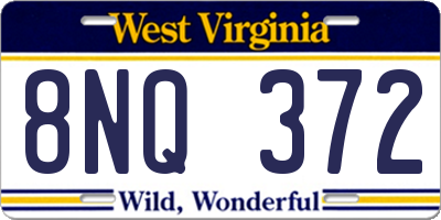 WV license plate 8NQ372