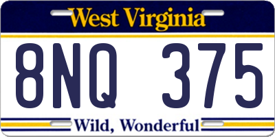 WV license plate 8NQ375