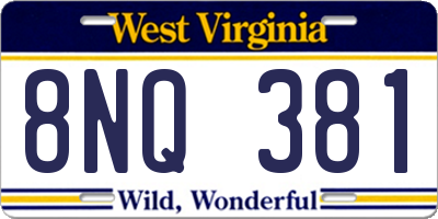 WV license plate 8NQ381
