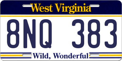 WV license plate 8NQ383