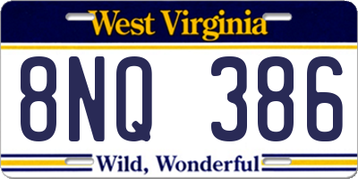WV license plate 8NQ386