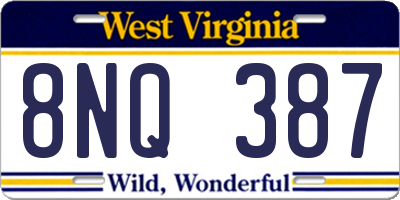 WV license plate 8NQ387