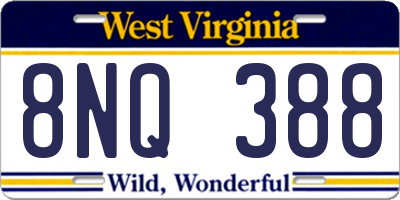 WV license plate 8NQ388