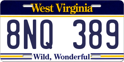 WV license plate 8NQ389