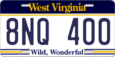 WV license plate 8NQ400