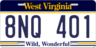 WV license plate 8NQ401