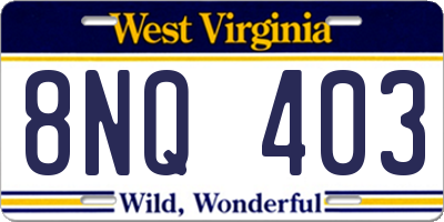 WV license plate 8NQ403