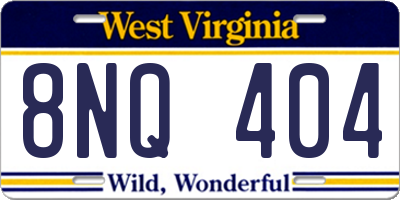 WV license plate 8NQ404