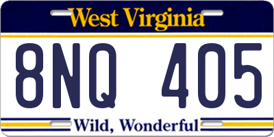 WV license plate 8NQ405