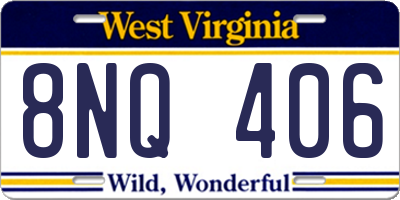 WV license plate 8NQ406