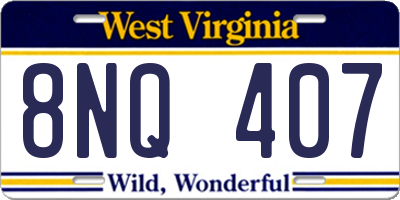 WV license plate 8NQ407