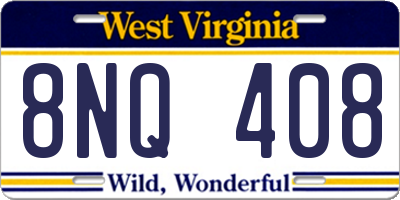 WV license plate 8NQ408