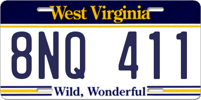 WV license plate 8NQ411