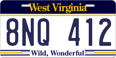 WV license plate 8NQ412