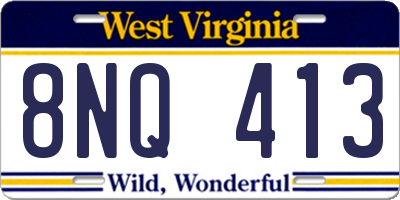 WV license plate 8NQ413