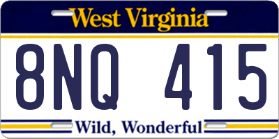WV license plate 8NQ415