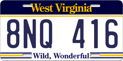 WV license plate 8NQ416