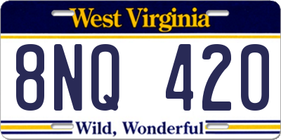 WV license plate 8NQ420