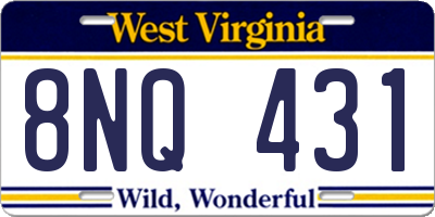 WV license plate 8NQ431