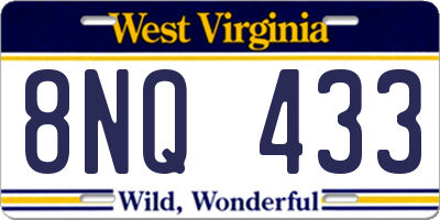 WV license plate 8NQ433