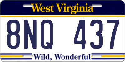 WV license plate 8NQ437