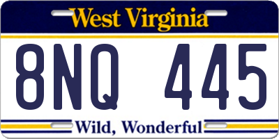 WV license plate 8NQ445