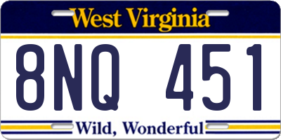 WV license plate 8NQ451