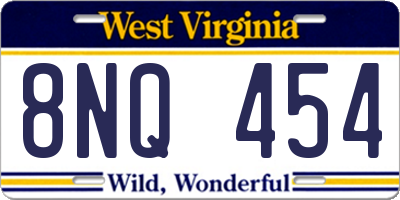 WV license plate 8NQ454