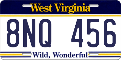 WV license plate 8NQ456