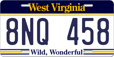 WV license plate 8NQ458