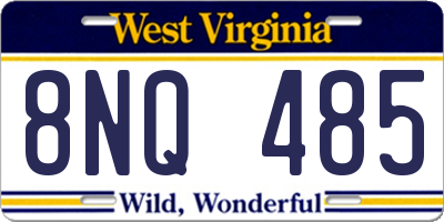 WV license plate 8NQ485