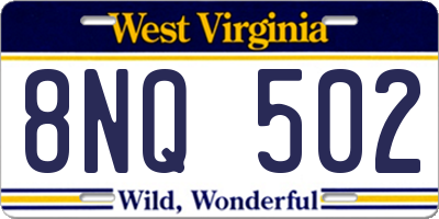 WV license plate 8NQ502