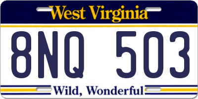 WV license plate 8NQ503